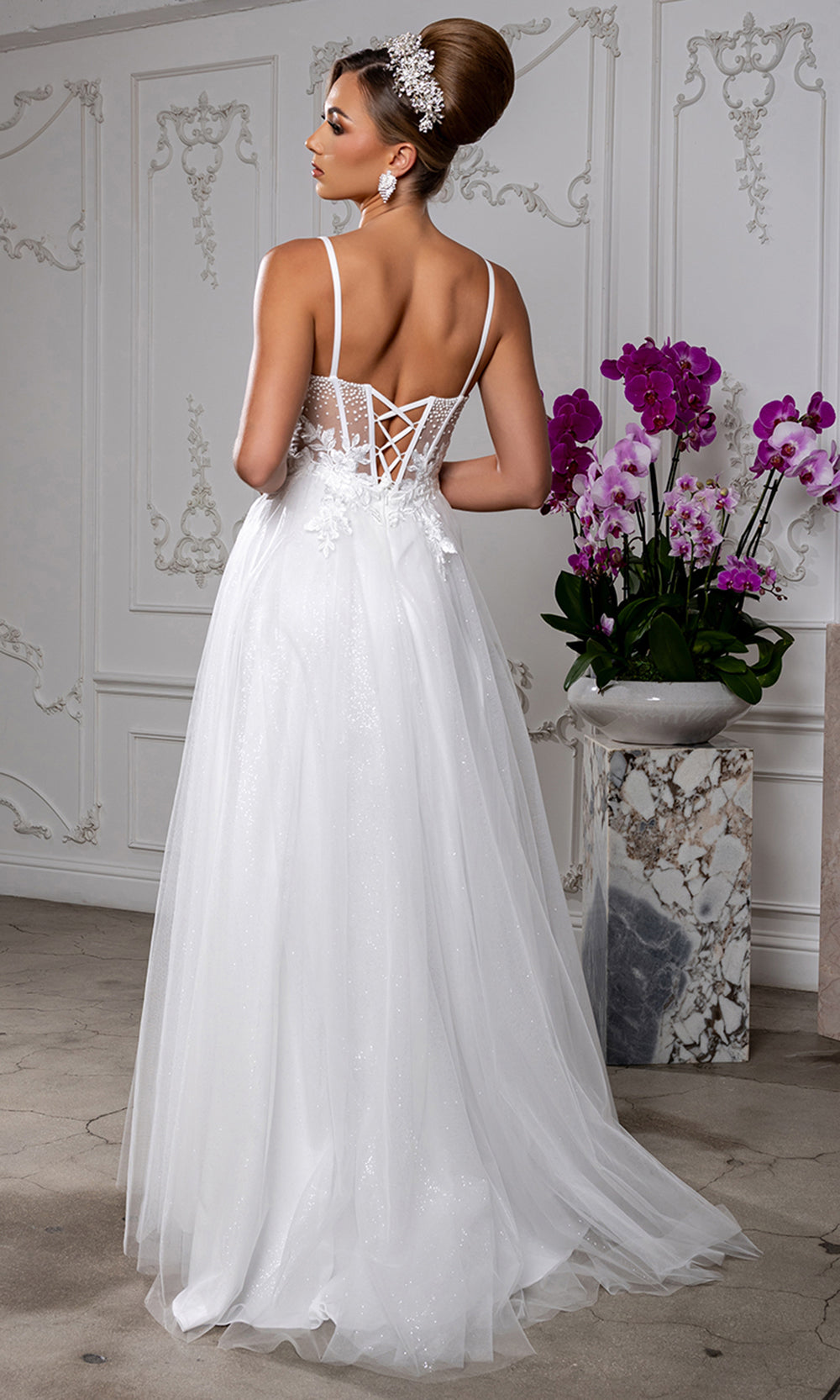 May Queen MQ2209 - Embellished Illusion Bodice Slit Long Gown