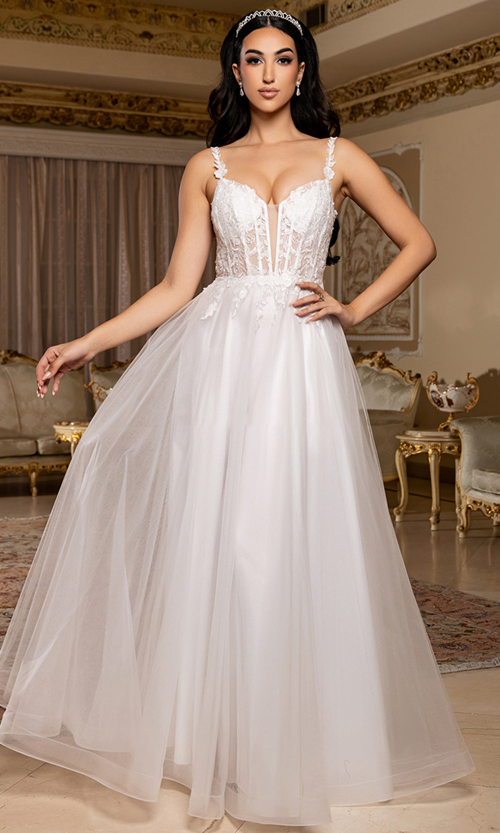 May Queen MQ2212 - Embellished Bodice Long A-Line Gown