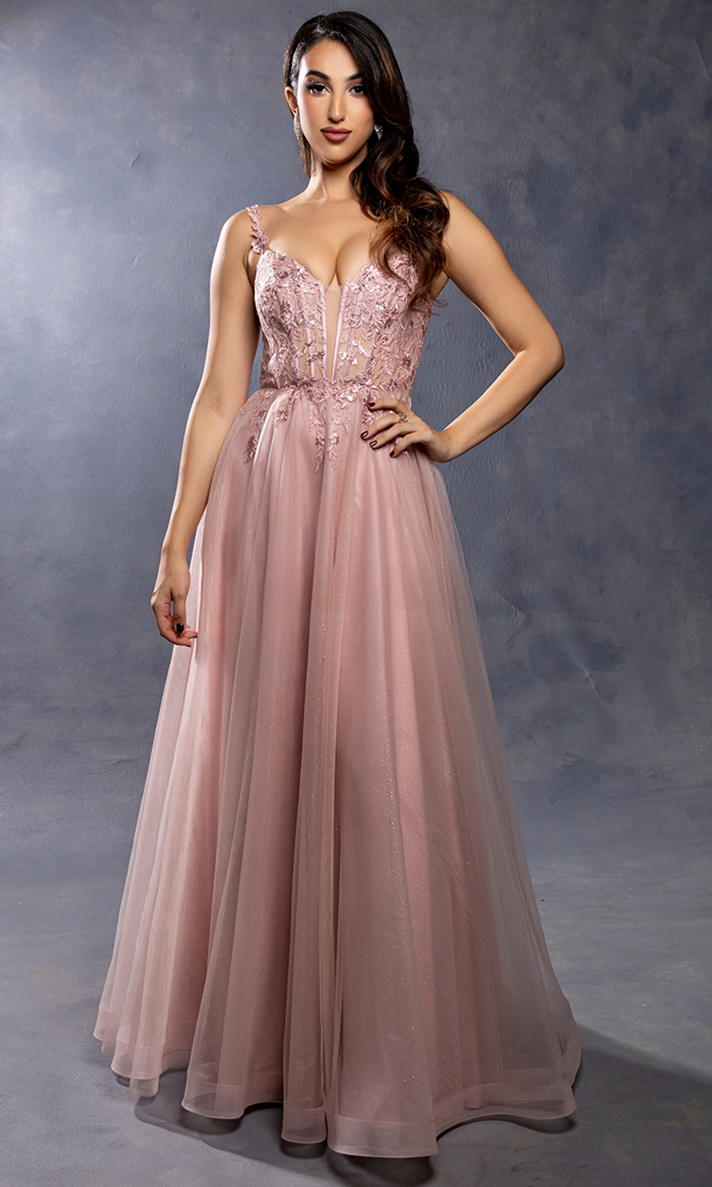 May Queen MQ2212 - Embellished Bodice Long A-Line Gown