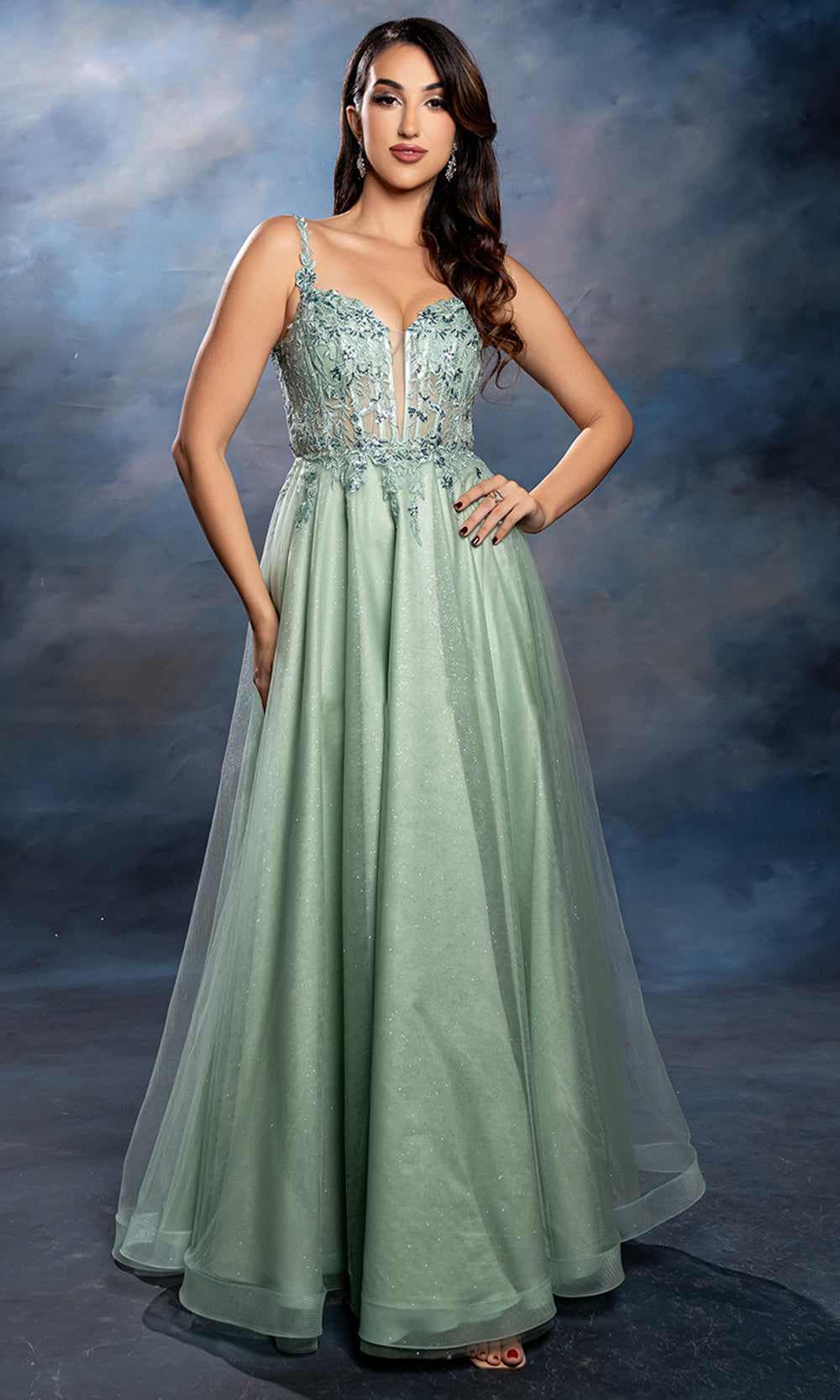 May Queen MQ2212 - Embellished Bodice Long A-Line Gown