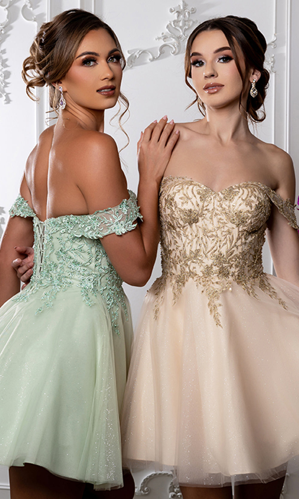 May Queen MQ2224 - Sweetheart Lace-Up Back Embroidered Mini Dress