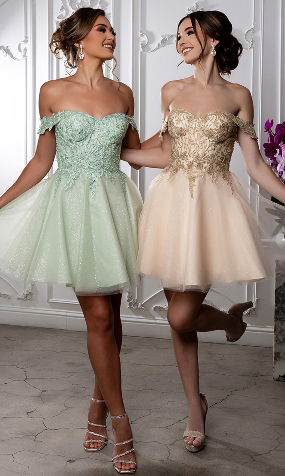 May Queen MQ2224 - Sweetheart Lace-Up Back Embroidered Mini Dress