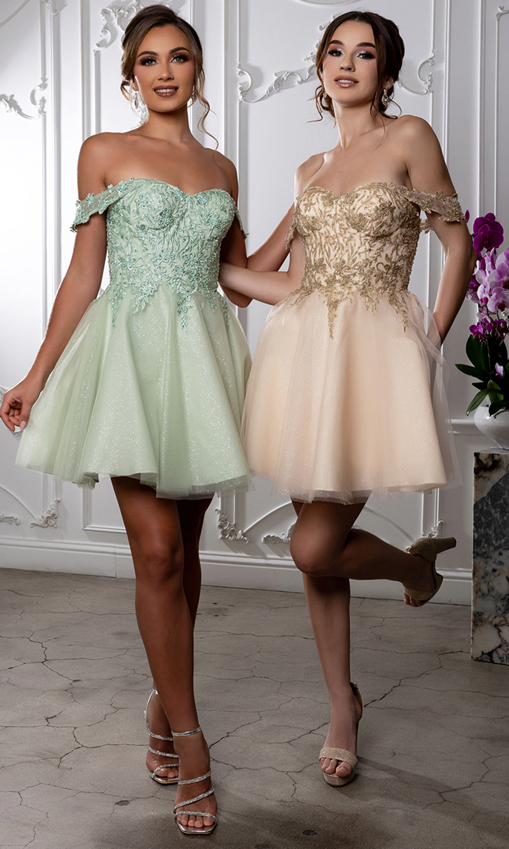 May Queen MQ2224 - Sweetheart Lace-Up Back Embroidered Mini Dress