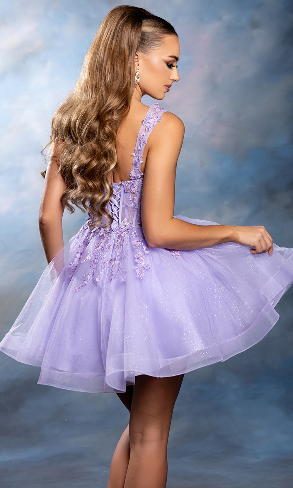 May Queen MQ2225 - Wide Strap Embroidered Short A-Line Dress
