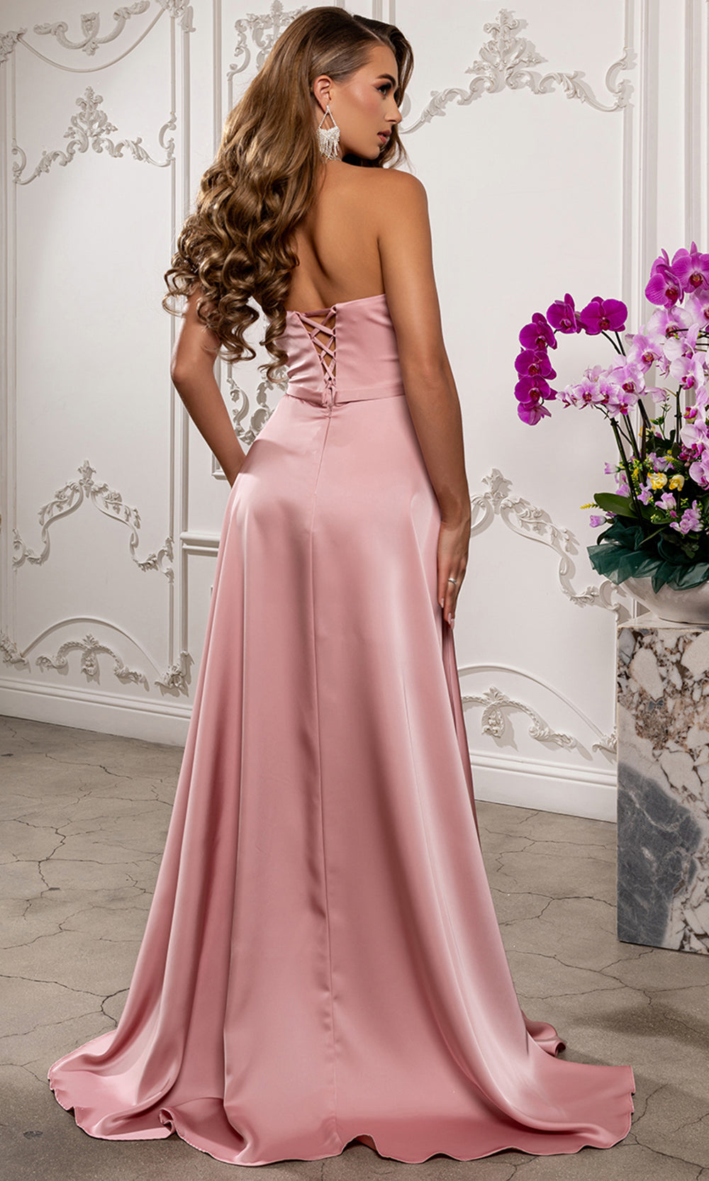 May Queen MQ2228 - Straight Neck A-Line Slit Prom Gown