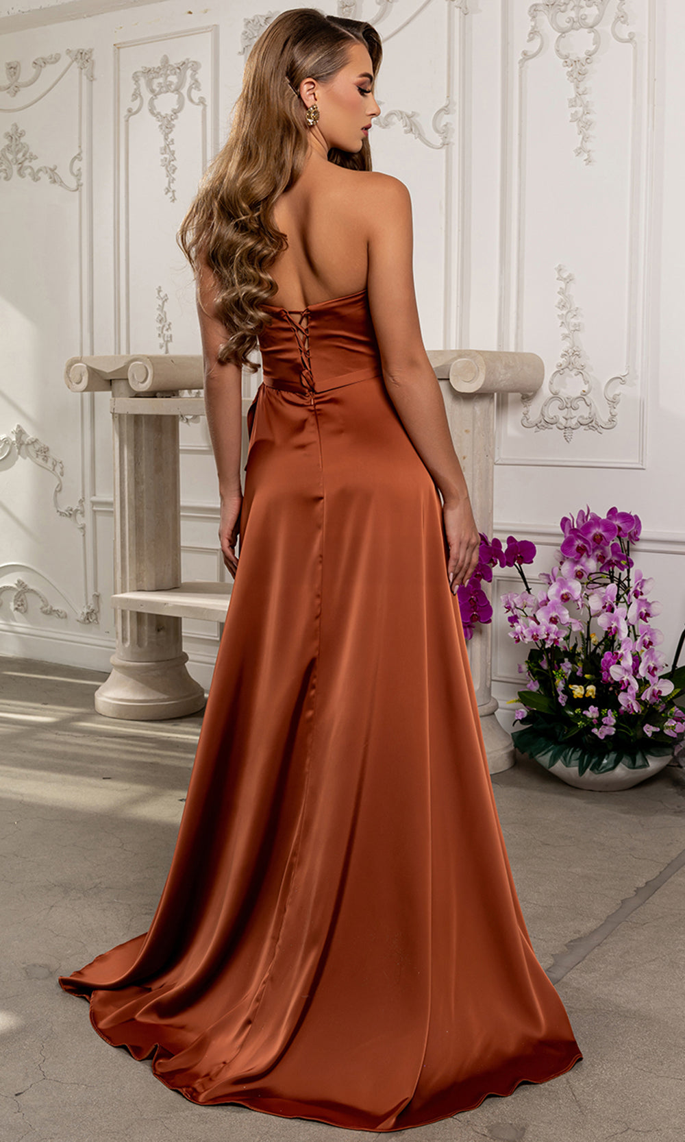 May Queen MQ2228 - Straight Neck A-Line Slit Prom Gown