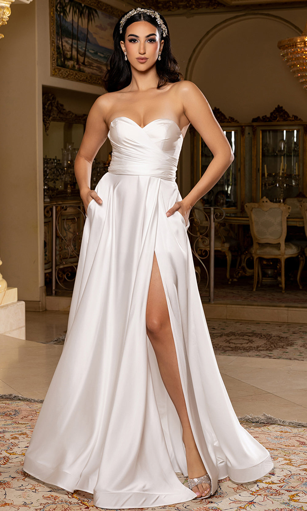 May Queen Bridal MQ2244 - Button Back Strapless Gown with Pockets