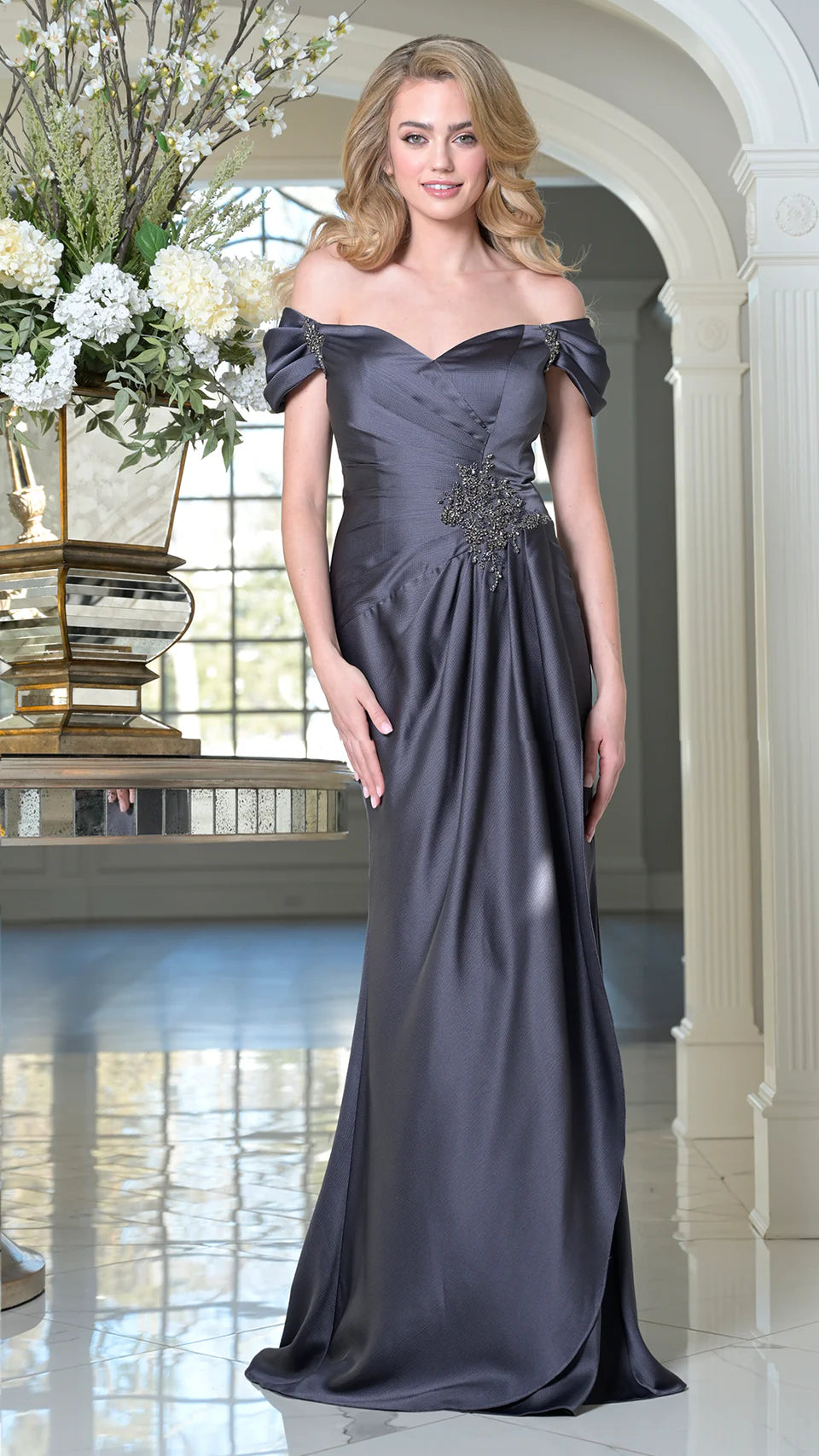 Marsoni by Colors MV1351 - Cascading Drape Evening Gown