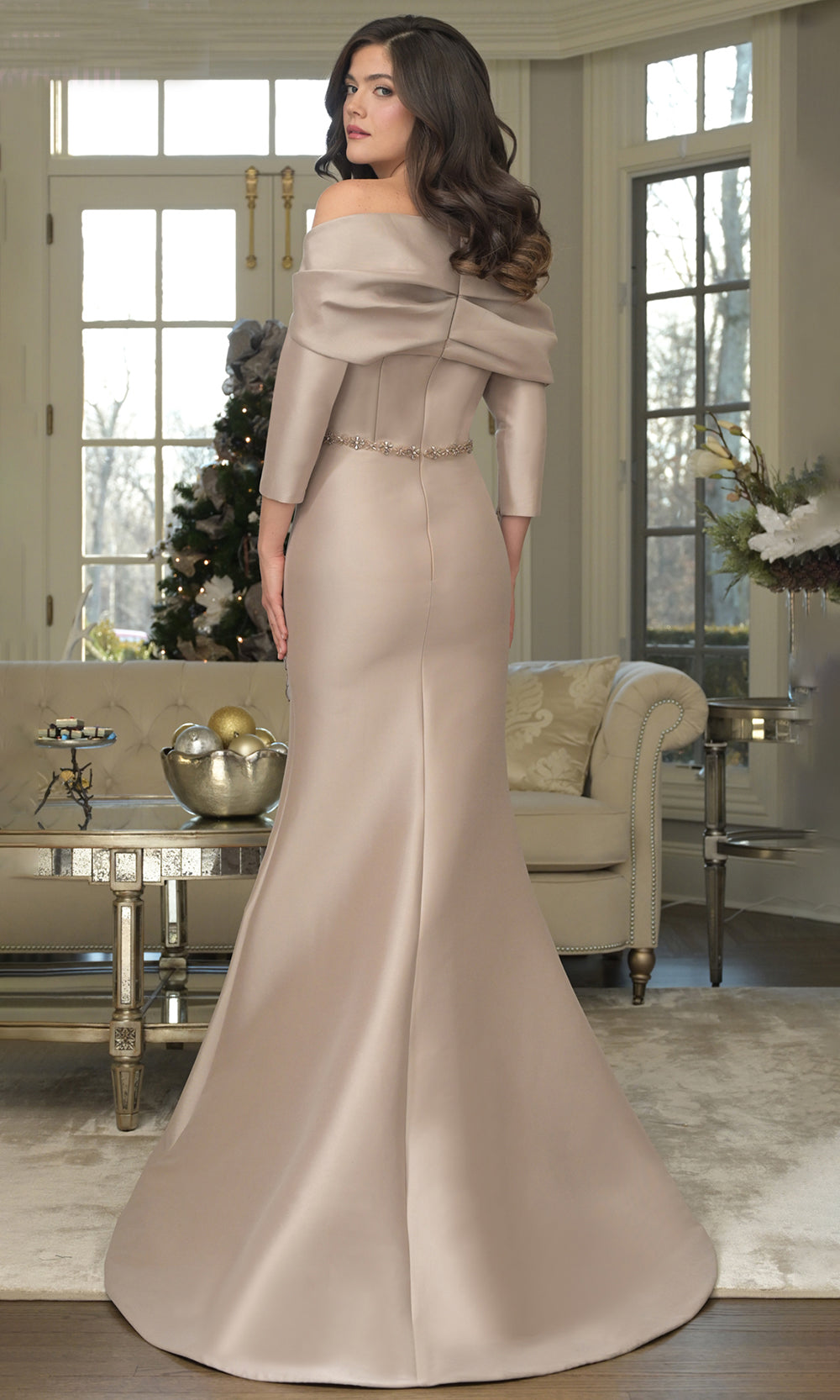 Marsoni by Colors MV1375 - Beaded Waist Mermaid Evening Gown Formal Gowns