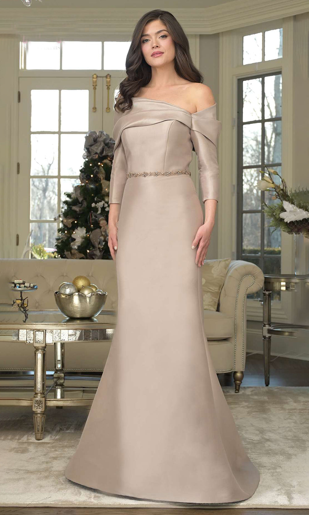 Marsoni by Colors MV1375 - Beaded Waist Mermaid Evening Gown Formal Gowns