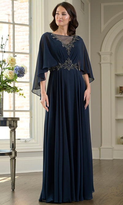 Marsoni by Colors MV1376 - Long Bateau Neck Gown with Beaded Accent Mother of the Bride Dresses