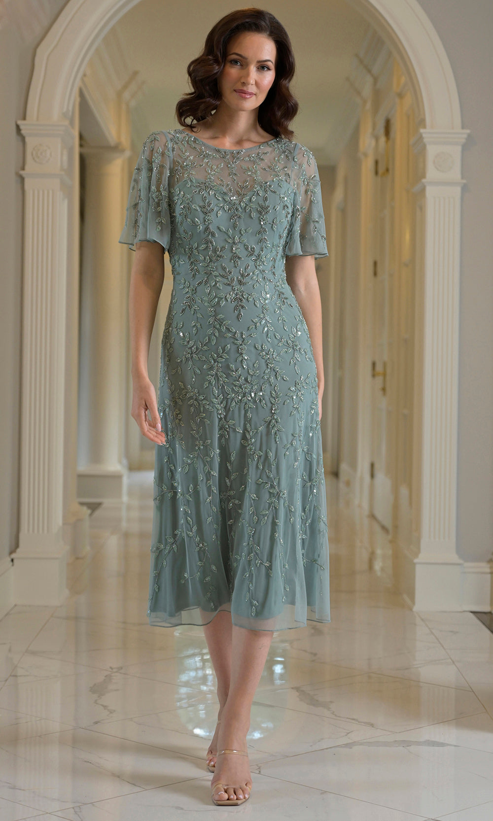 Marsoni by Colors MV1383 - Flutter Sleeve A-Line Evening Dress Wedding Guest