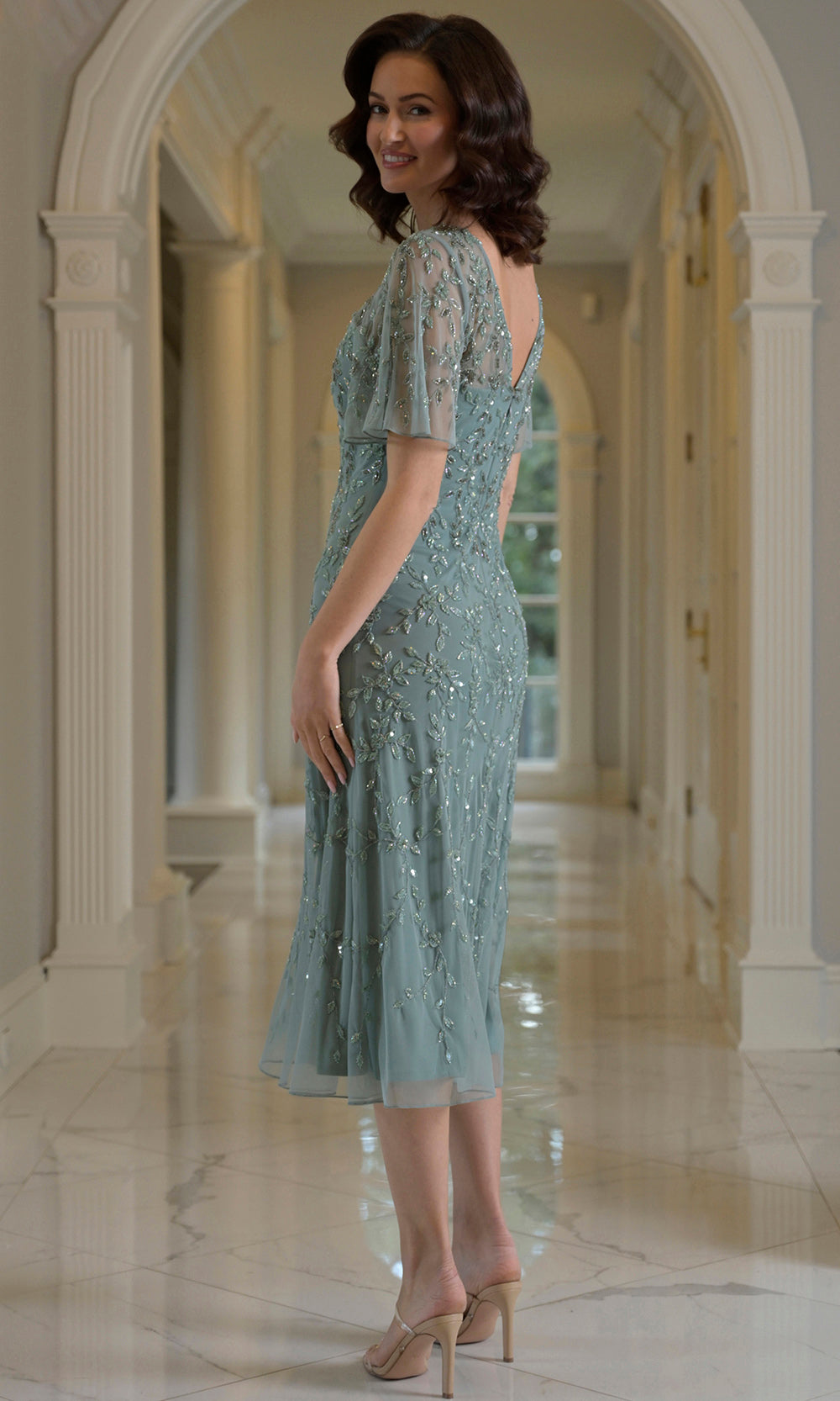 Marsoni by Colors MV1383 - Flutter Sleeve A-Line Evening Dress Wedding Guest