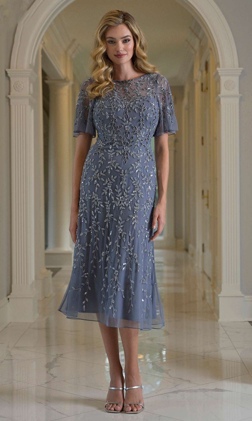 Marsoni by Colors MV1383 - Flutter Sleeve A-Line Evening Dress Wedding Guest