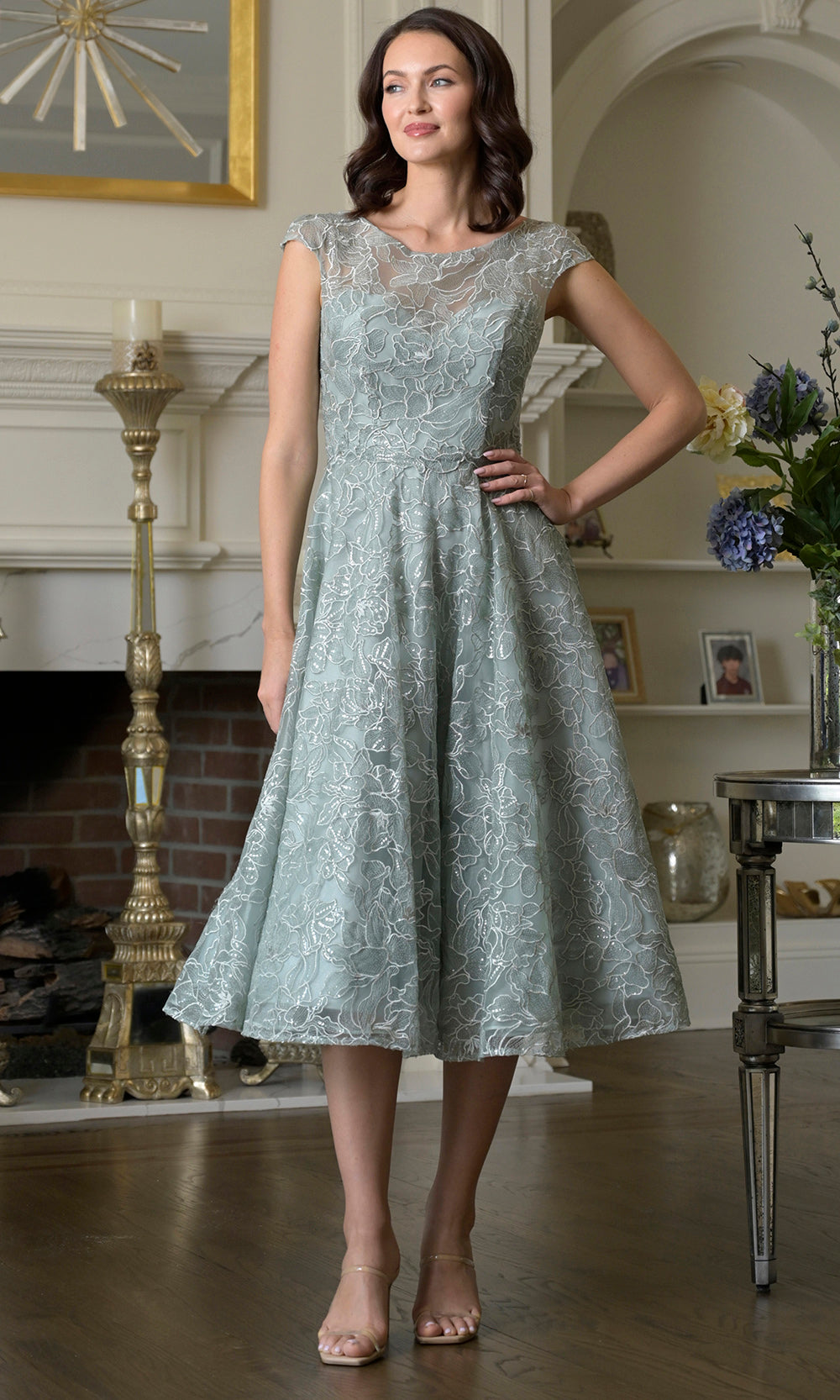 Marsoni by Colors MV1387 - Illusion Bateau Cap Sleeve Dress Wedding Guest