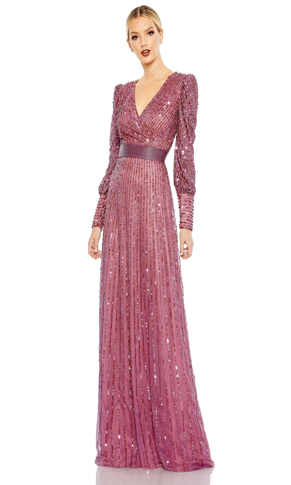 Mac Duggal 5720 - Sequin Long Sleeve Evening Dress Special Occasion Dresses 0 /Mauve