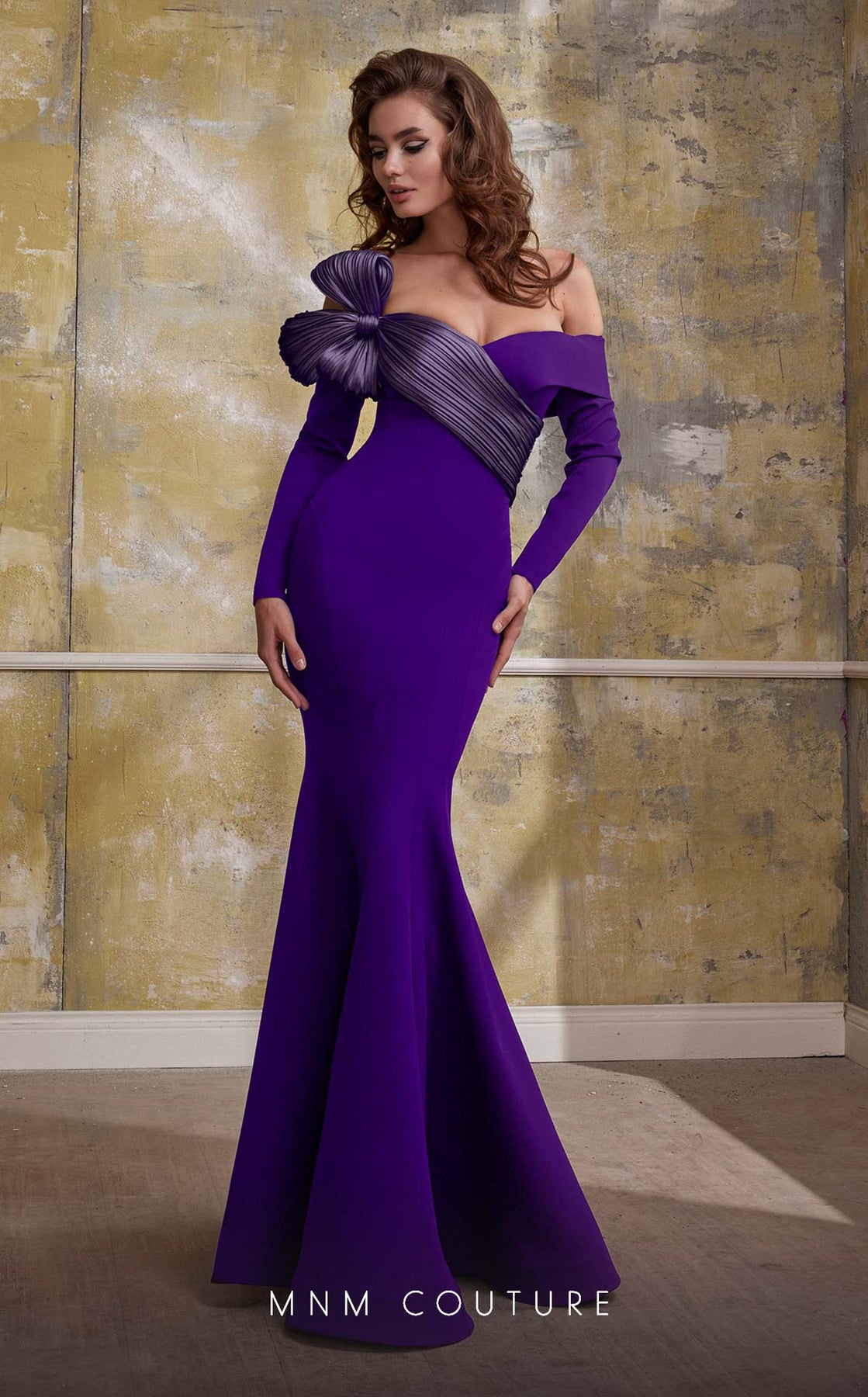 MNM Couture N0566 - Off Shoulder Bow Long Gown