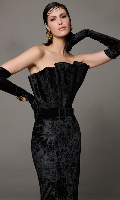 MNM Couture N0631 - Strapless Mermaid Gown with Matching Belt Evening Dresses