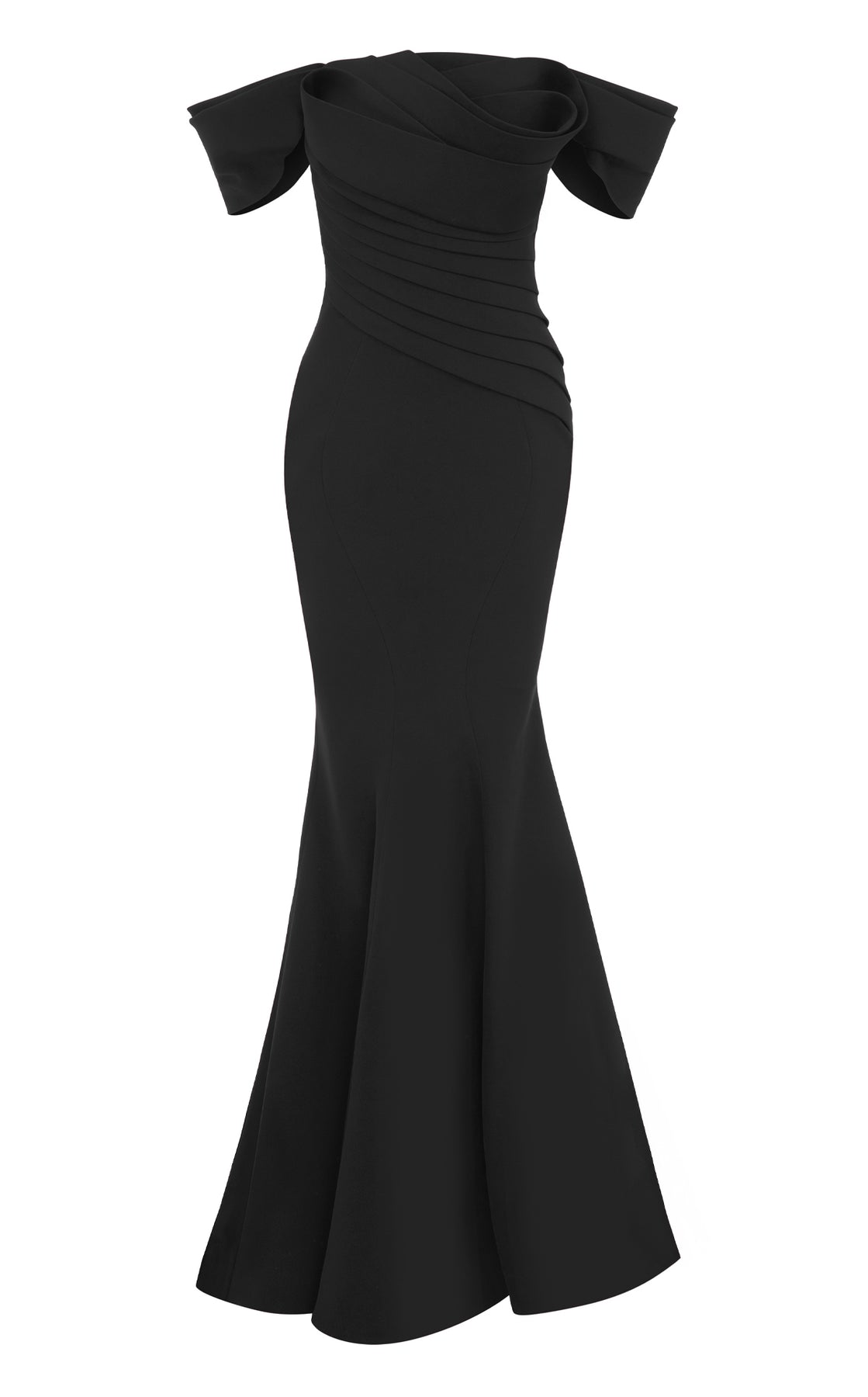 MNM Couture N0651 - Elegant Cap Sleeve Crepe Evening Gown