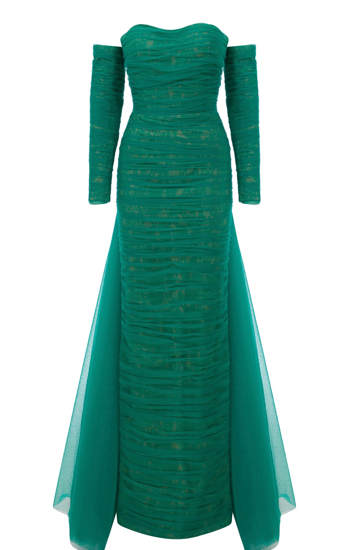 MNM Couture N0656 - Strapless Ruched Evening Gown with Lace