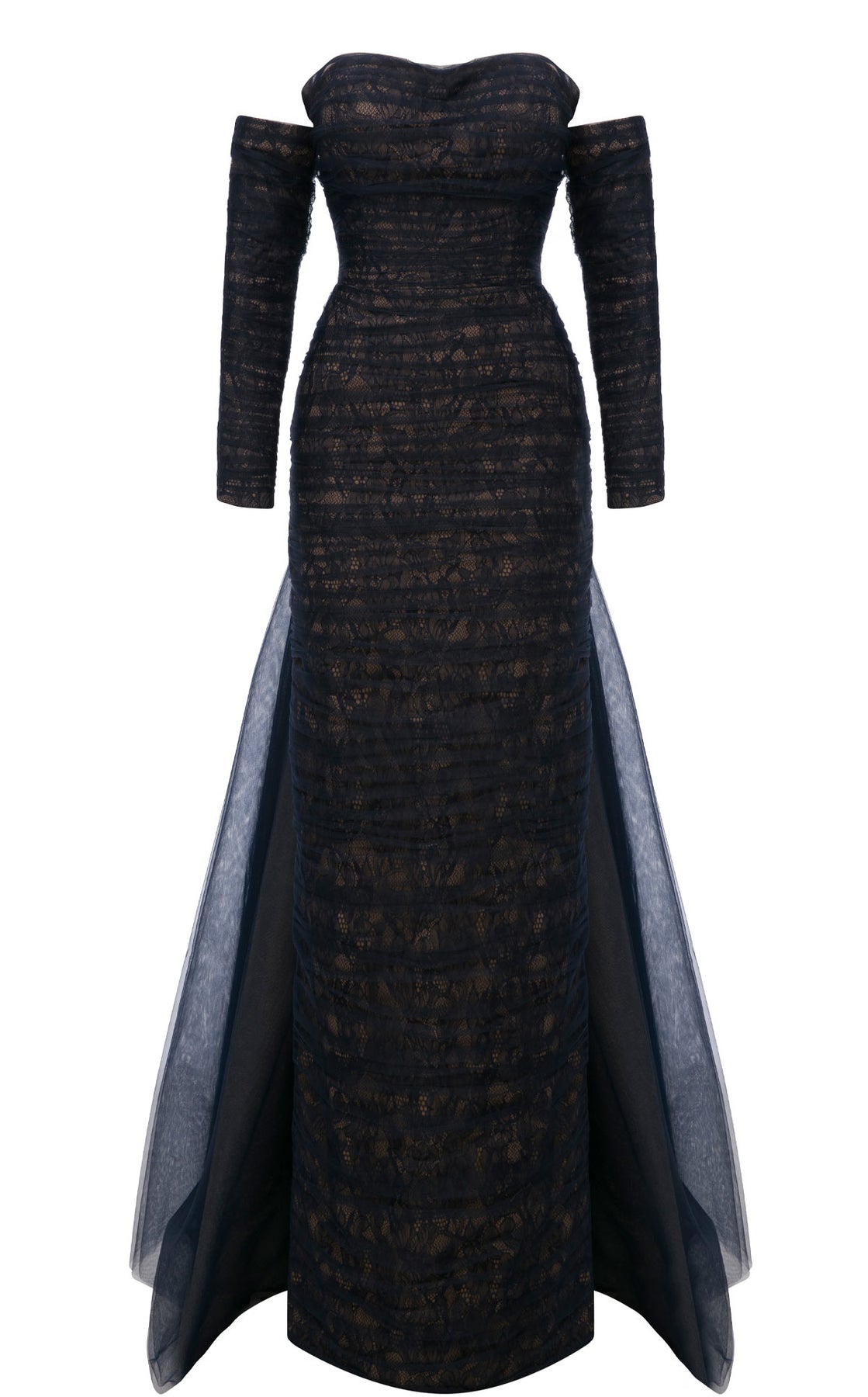 MNM Couture N0656 - Strapless Ruched Evening Gown with Lace