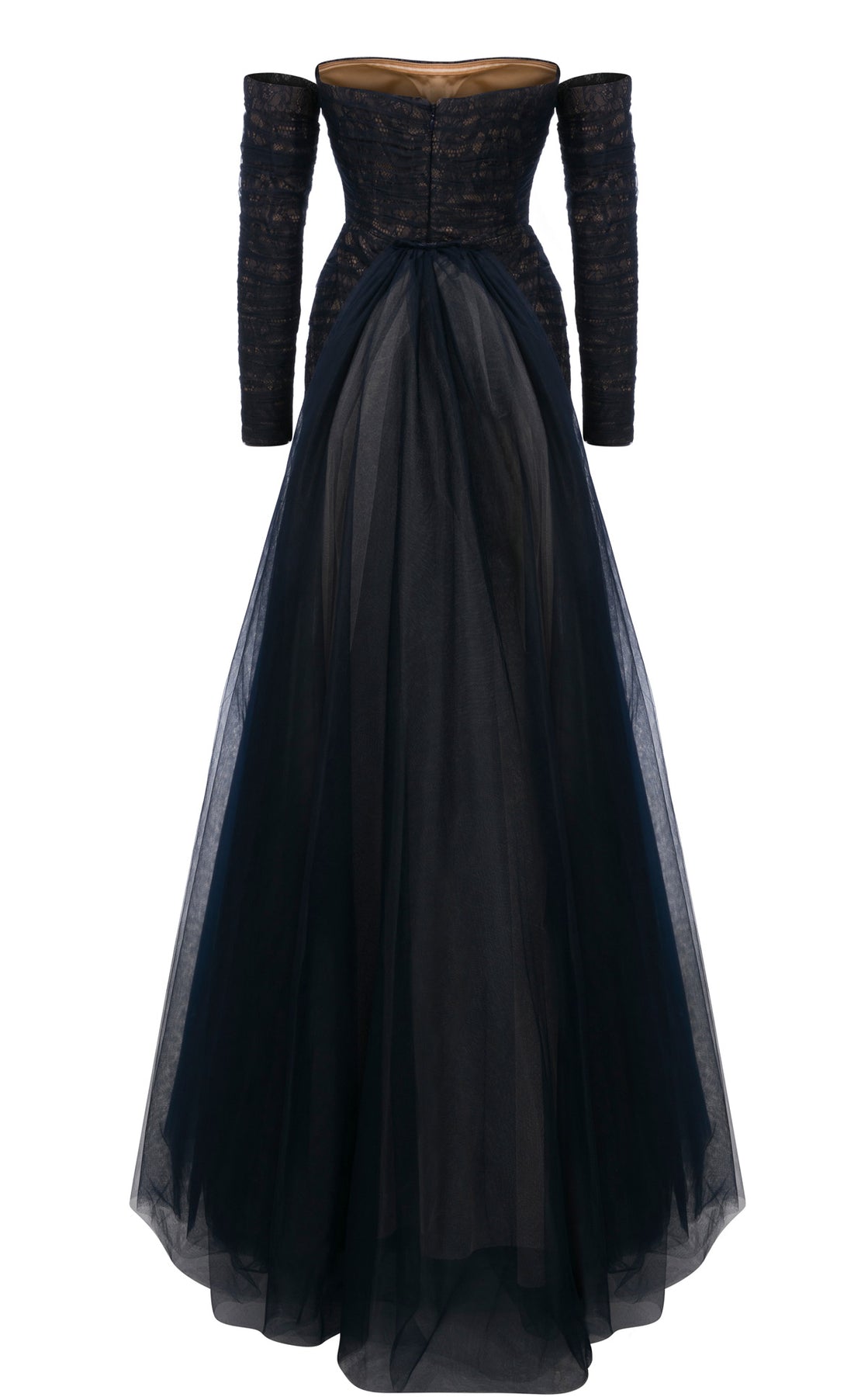 MNM Couture N0656 - Strapless Ruched Evening Gown with Lace