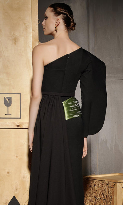 MNM Couture N0667 - Asymmetrical Long Sleeve Column Gown Formal Gowns