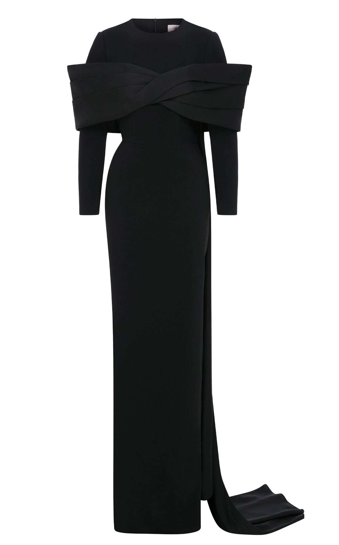 MNM COUTURE N0672 - Long Sleeve Belted Waist Evening Gown