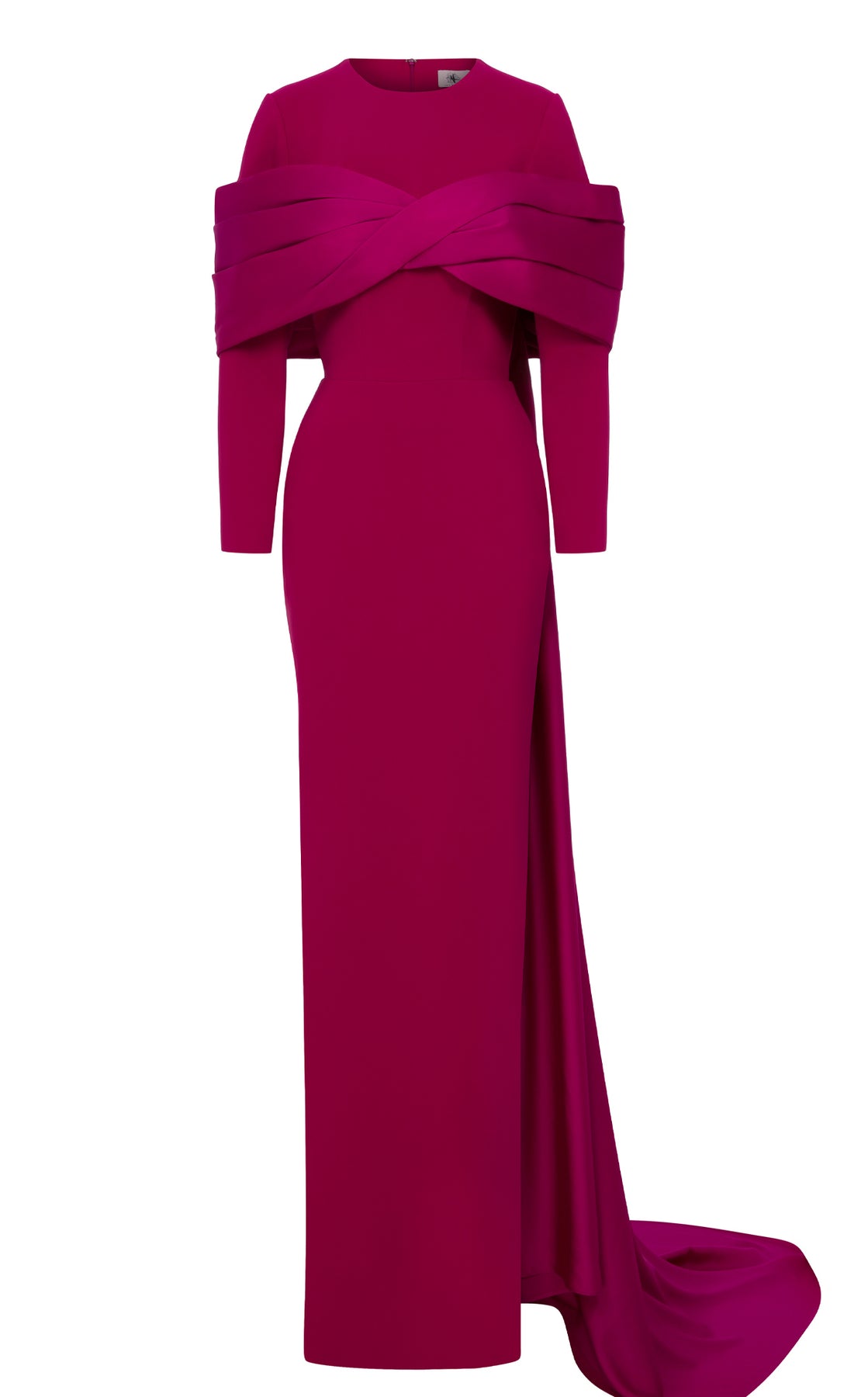 MNM COUTURE N0672 - Long Sleeve Belted Waist Evening Gown