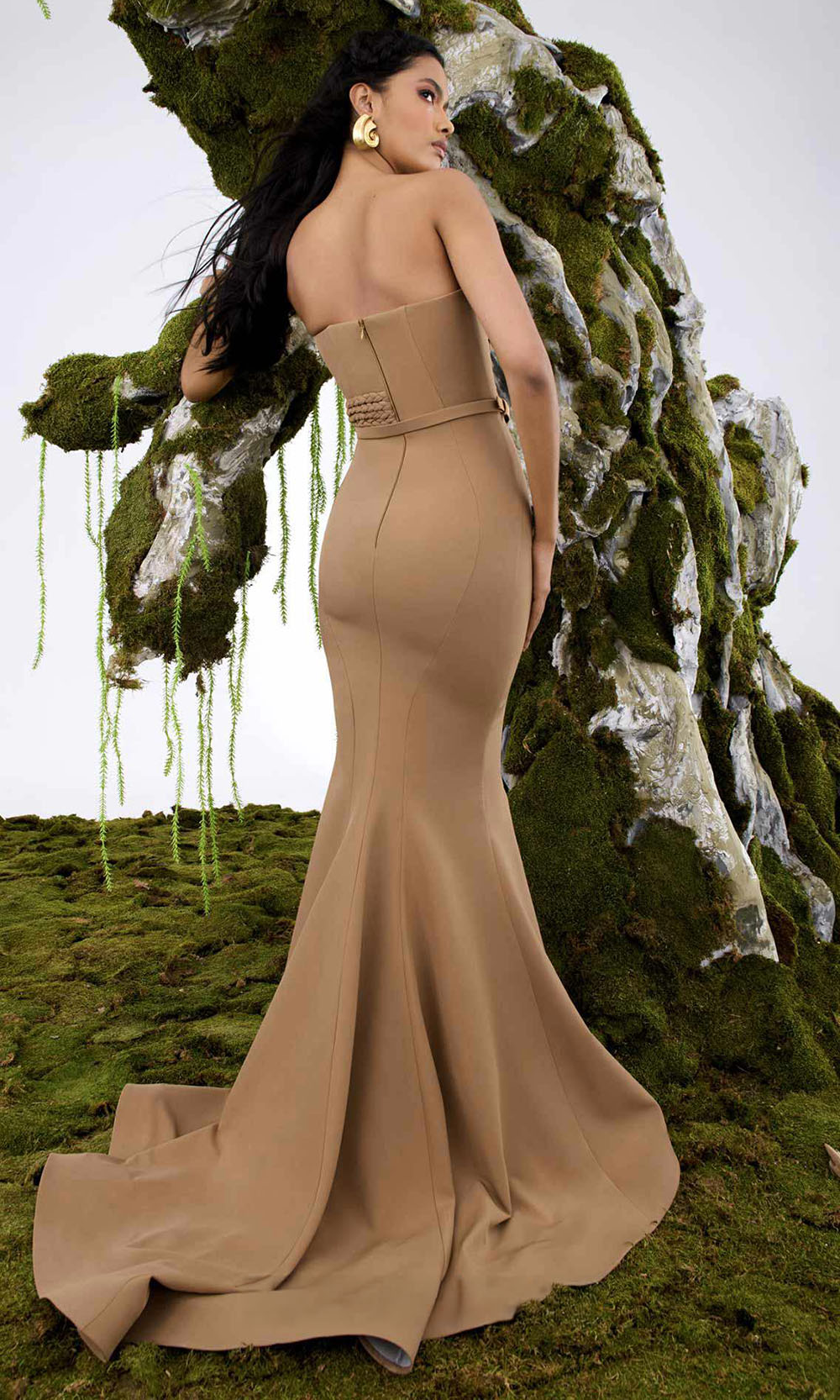 MNM COUTURE N0676 - Sculpted Strapless Evening Gown Prom Dresses In Brown