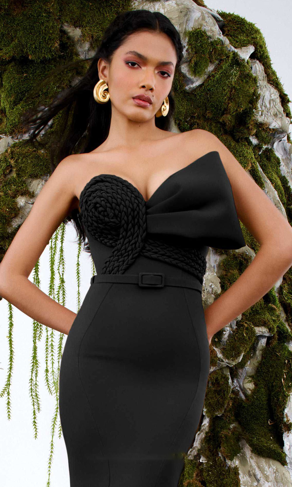MNM COUTURE N0676 - Sculpted Strapless Evening Gown Prom Dresses In Black