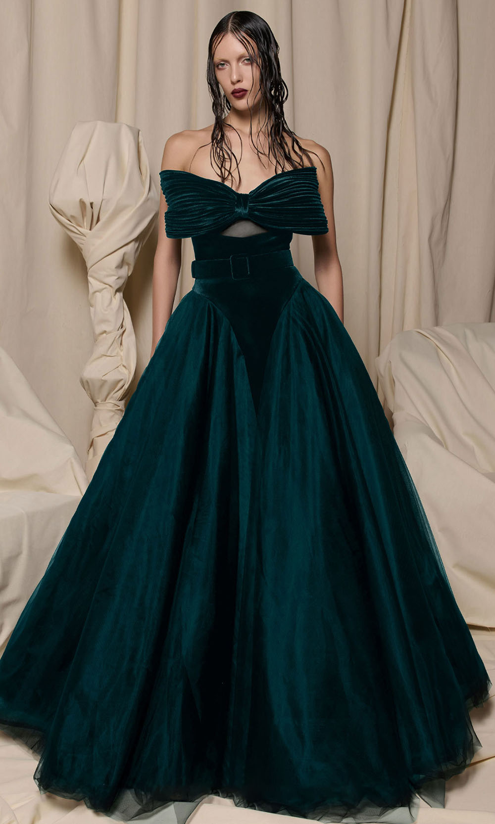 MNM COUTURE N0713 - Sweetheart Belted Waist Ballgown Prom Dresses Green