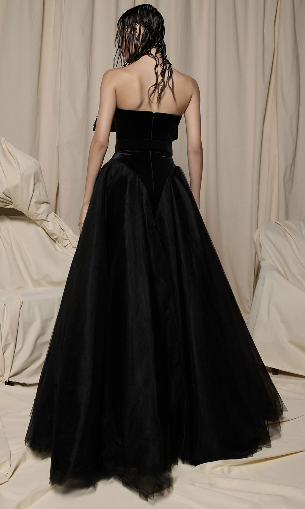 MNM COUTURE N0713 - Sweetheart Belted Waist Ballgown Prom Dresses Black