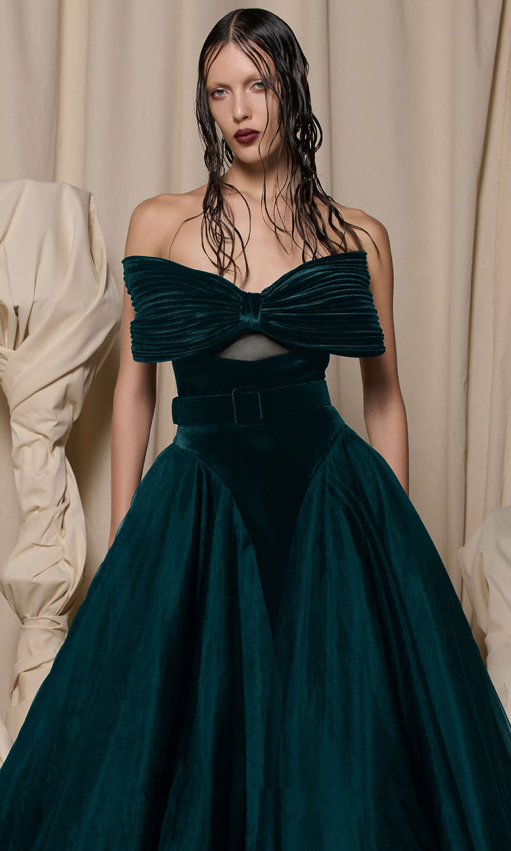 MNM COUTURE N0713 - Sweetheart Belted Waist Ballgown Prom Dresses Green