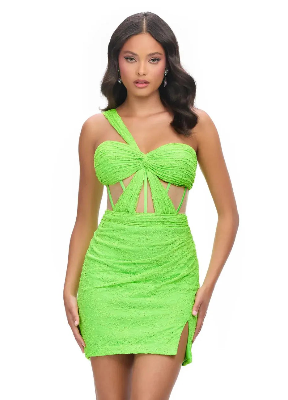 Ashley Lauren 4694 - Illusion Waist One Shoulder Cocktail Dress