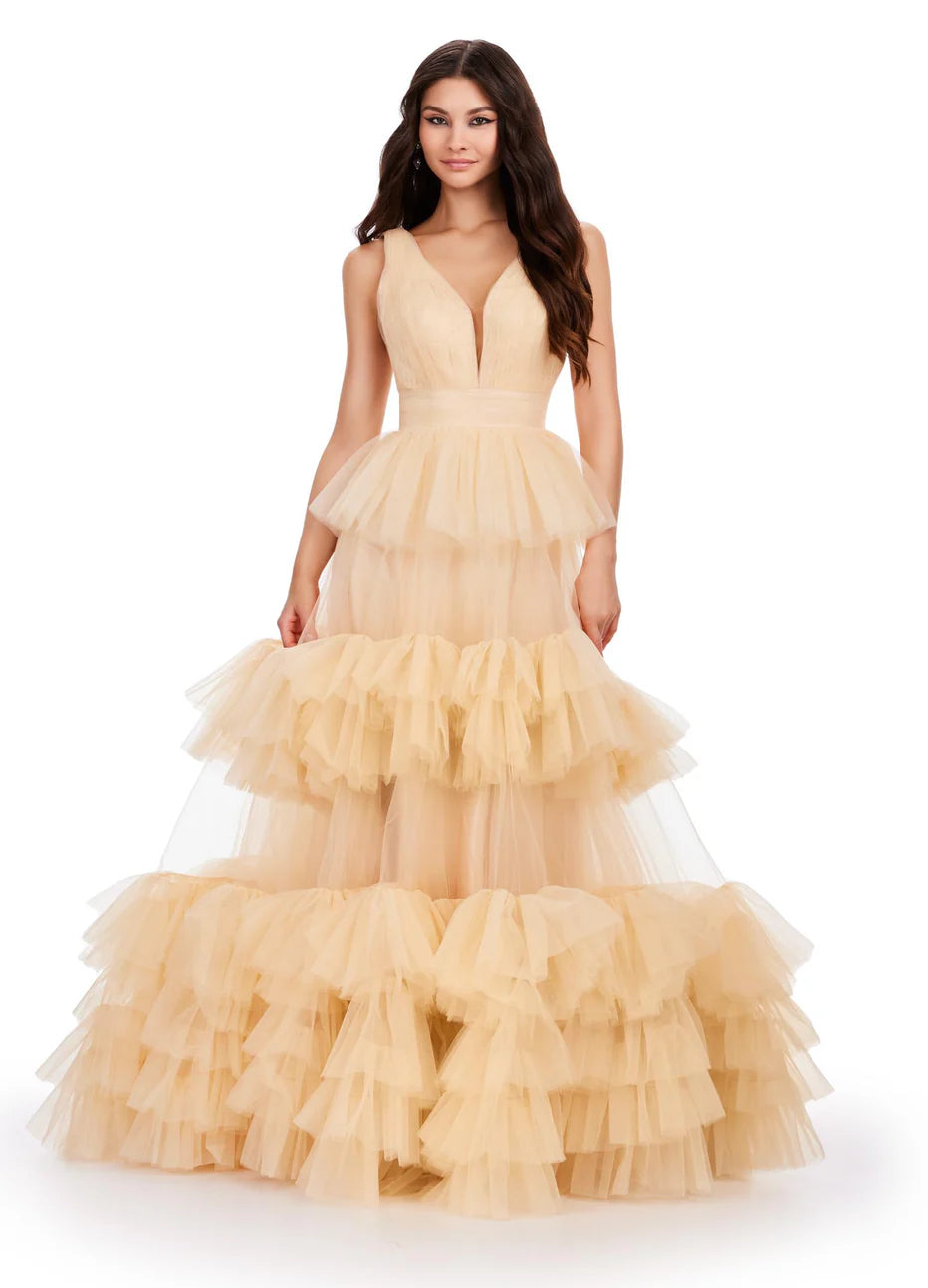 Ashley Lauren 11620 - V-Neck Tiered Prom Dress