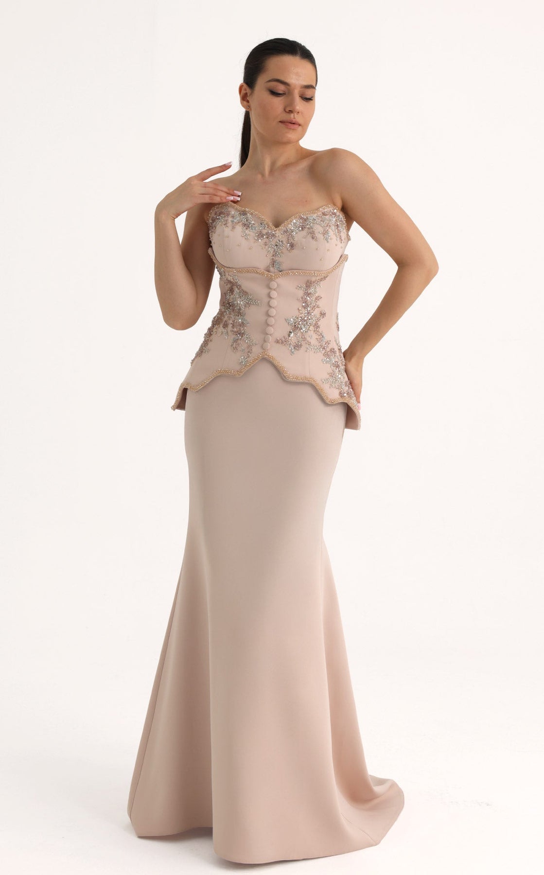 MNM COUTURE O07796 - Tailored Corset Strapless Mermaid Evening Gown