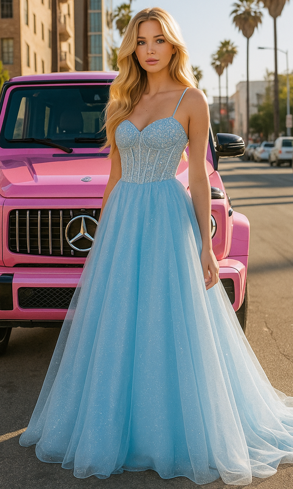 Portia and Scarlett XO163 - Shimmer Corset Tulle Prom Dress Prom Dresses in Ligth Blue
