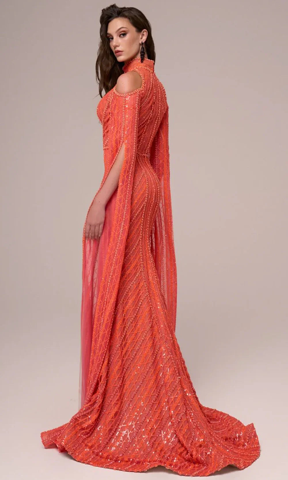 MNM Couture F02857 - Sequin Embroidered High Neck Gown Evening Dresses