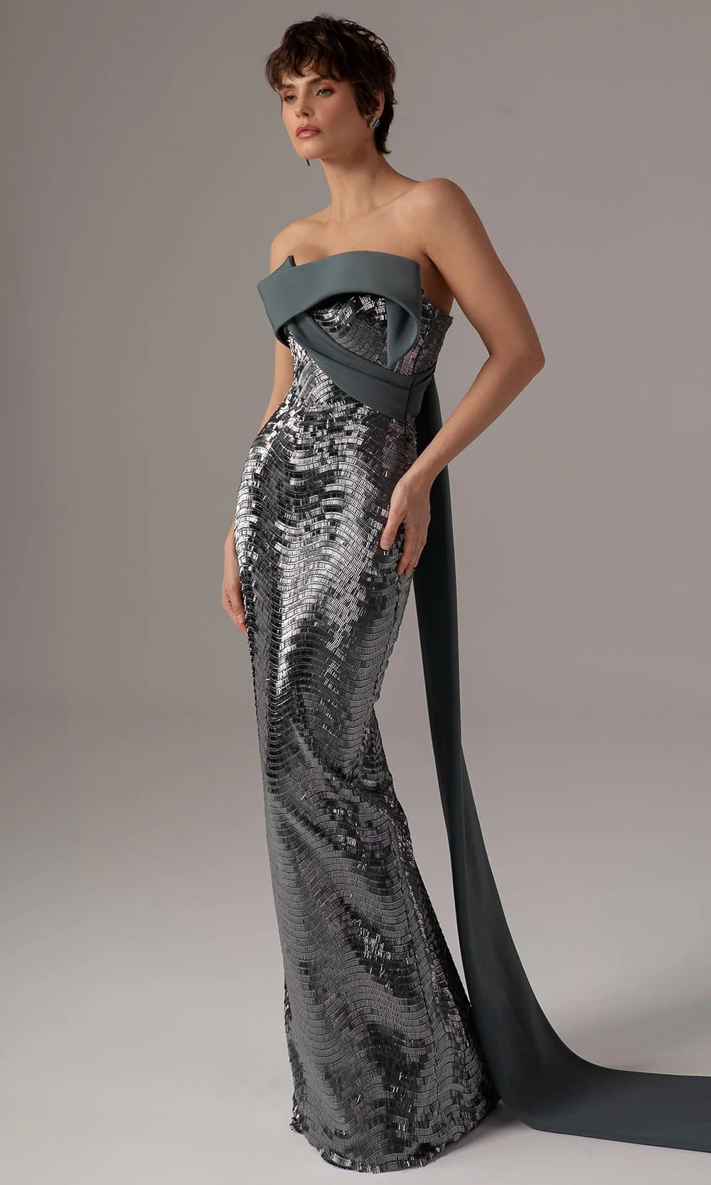MNM Couture E0087 - Strapless Asymmetric Neckline Gown Formal Gowns