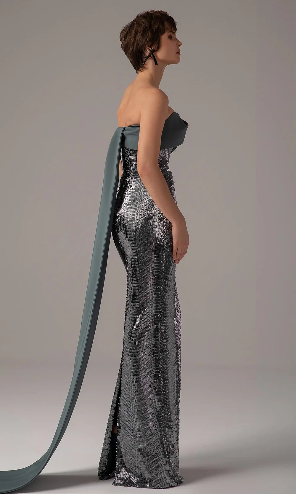 MNM Couture E0087 - Strapless Asymmetric Neckline Gown Formal Gowns