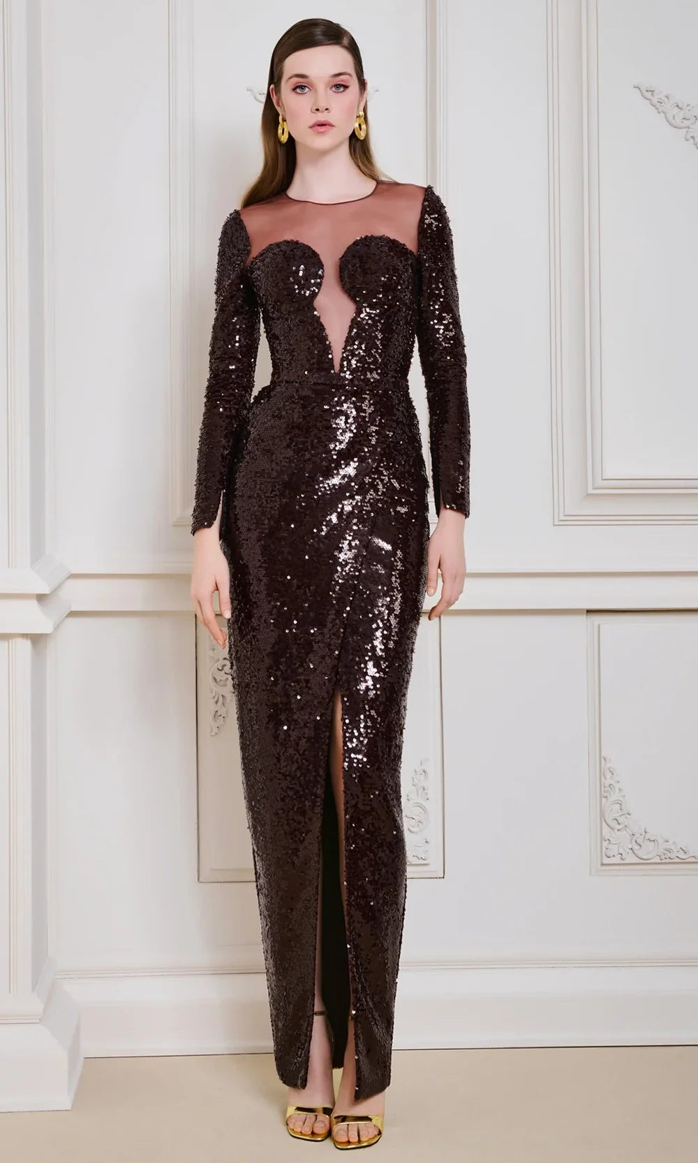 MNM Couture N0668 - Embellished Illusion Jewel Column Gown Mother of the Bride Dresses