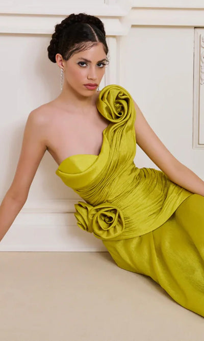 MNM Couture F02923 - Ruched One Shoulder Long Gown Ball Gowns