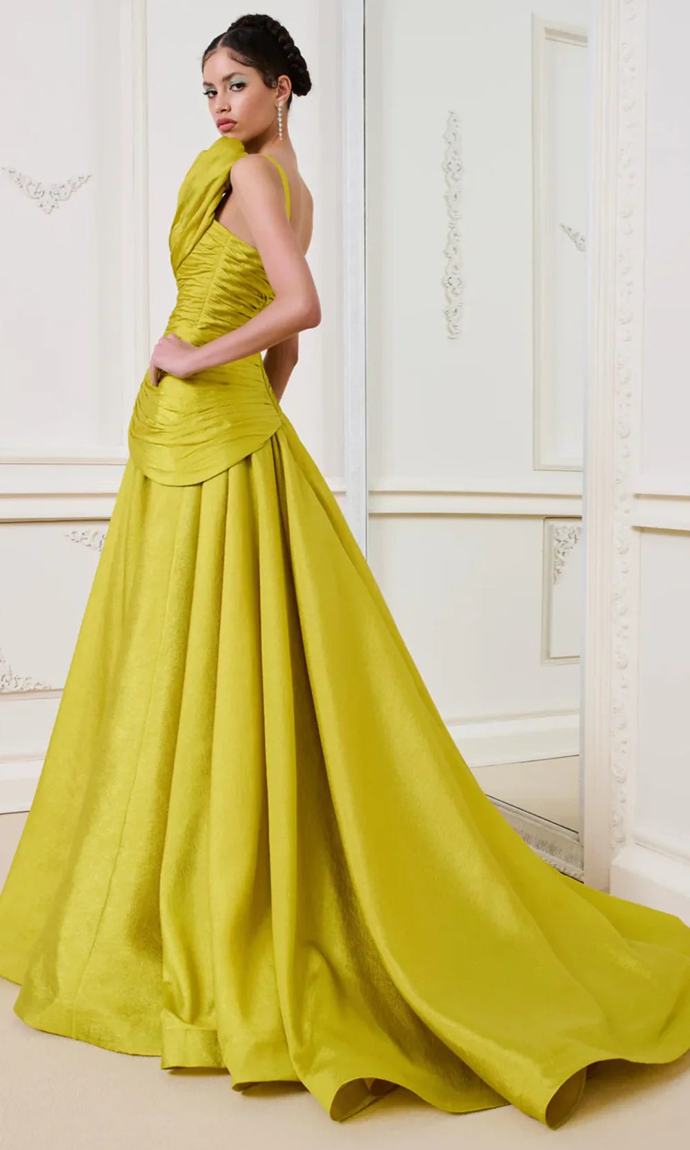 MNM Couture F02923 - Ruched One Shoulder Long Gown Ball Gowns