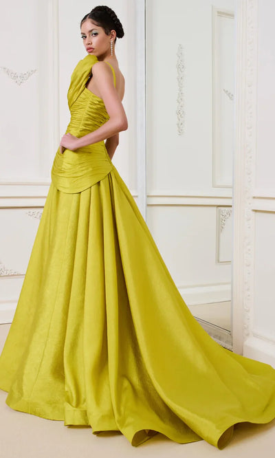 MNM Couture F02923 - Ruched One Shoulder Long Gown Ball Gowns