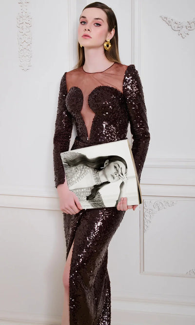 MNM Couture N0668 - Embellished Illusion Jewel Column Gown Mother of the Bride Dresses