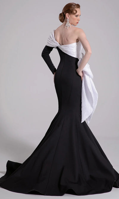 MNM Couture F02907 - Asymmetric Draped Bodice Mermaid Gown Formal Gowns