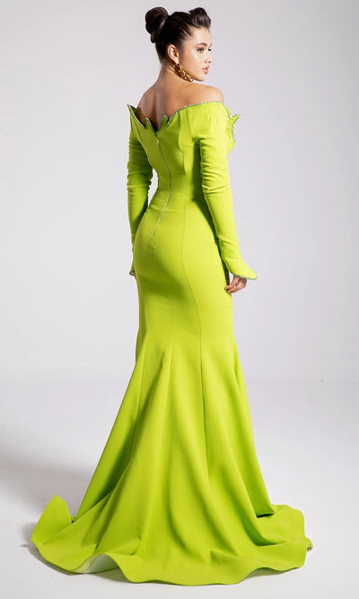 MNM Couture F02908 - Long Sleeve Off Shoulder Mermaid Gown Formal Gowns