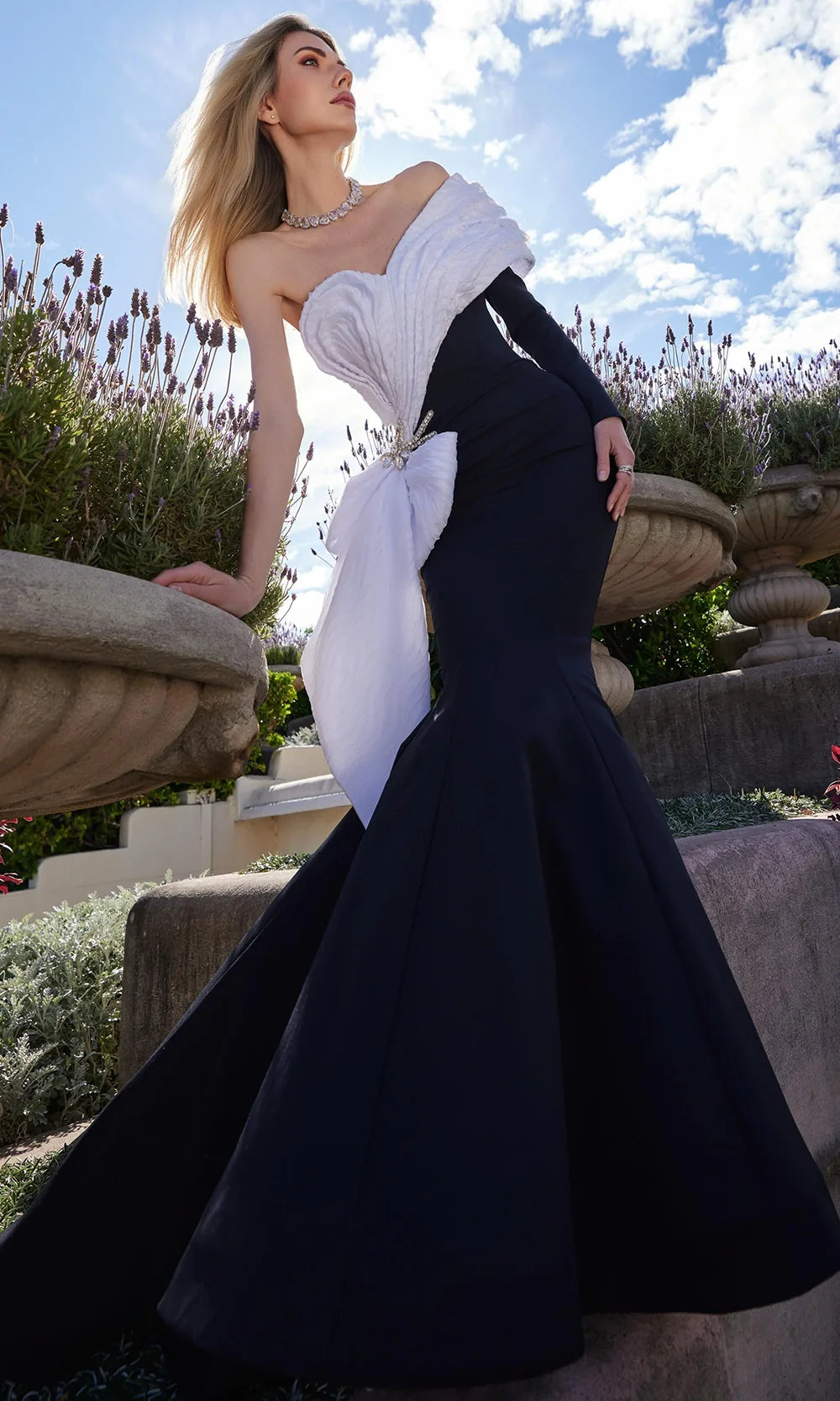 MNM Couture F02907 - Asymmetric Draped Bodice Mermaid Gown Formal Gowns