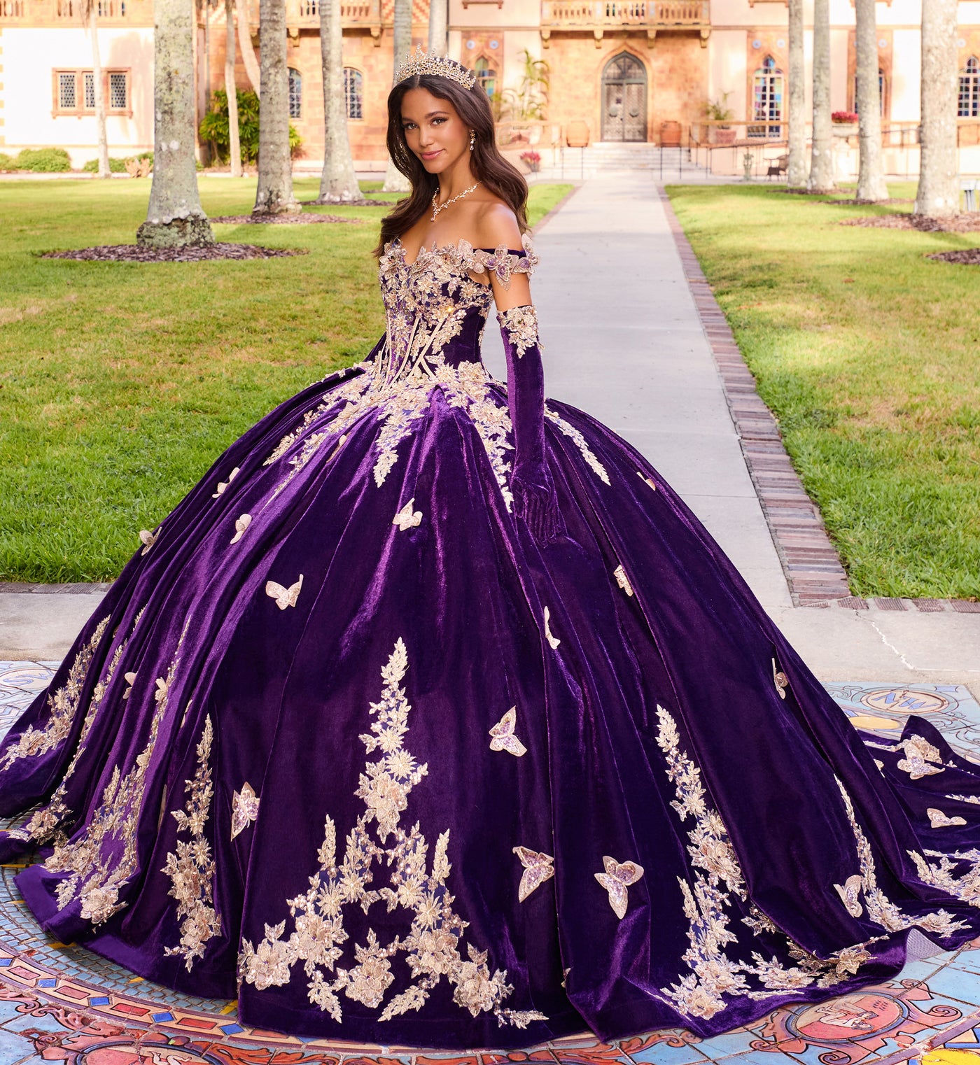 Princesa by Ariana Vara PR30136 - Velvet Quinceanera Gown